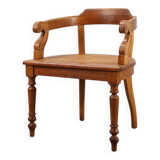 French Neoclassical Oak Chair with Wicker Seat, Late 19th Century