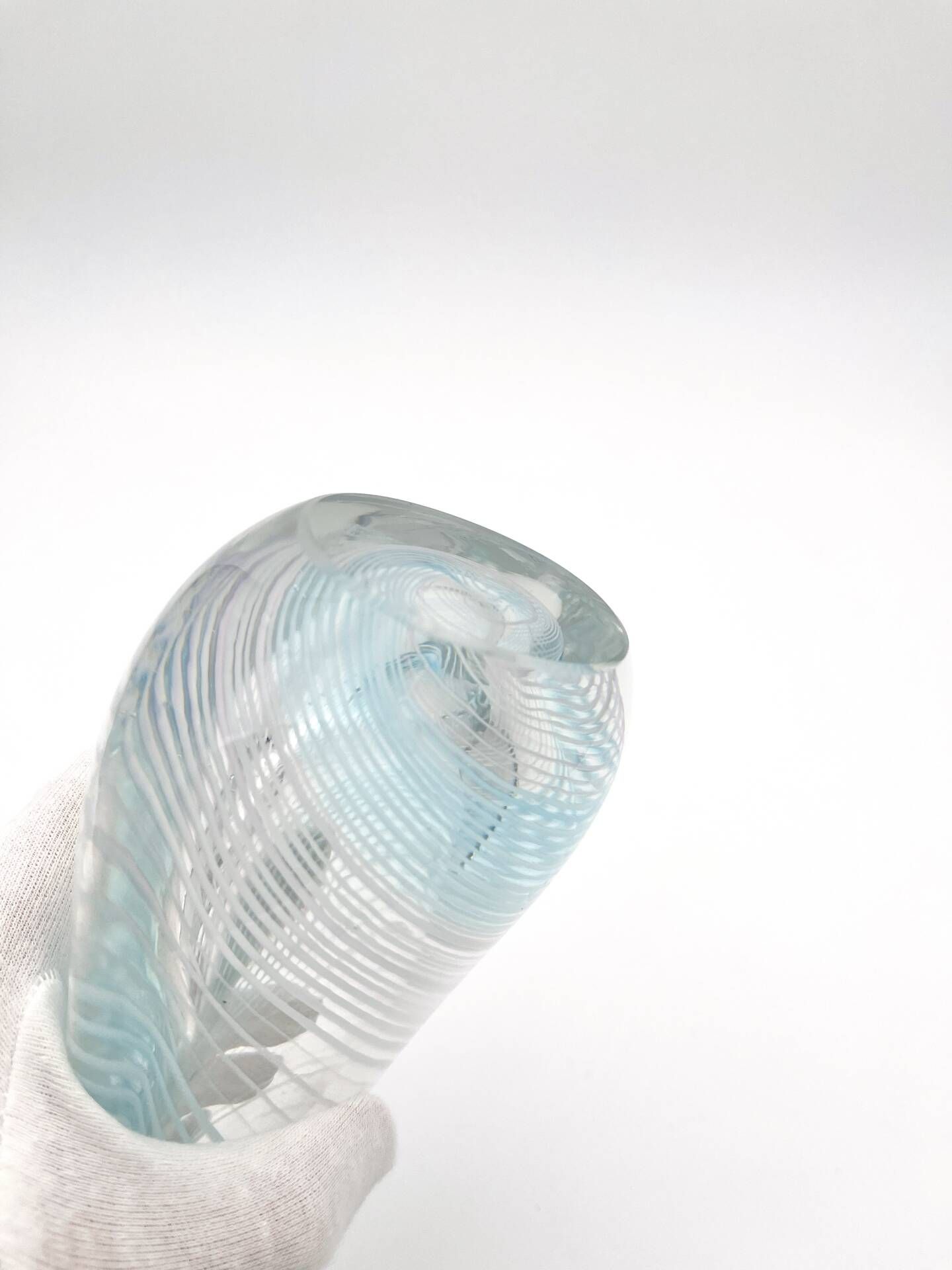 Vase Sculpture Murano Zanfirico Filigree Sommerso Blue Pink White