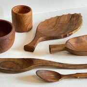 Lot coupelles en bois tourné et sculpté vintage