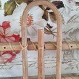 Vintage rattan coat hook with 3 hooks