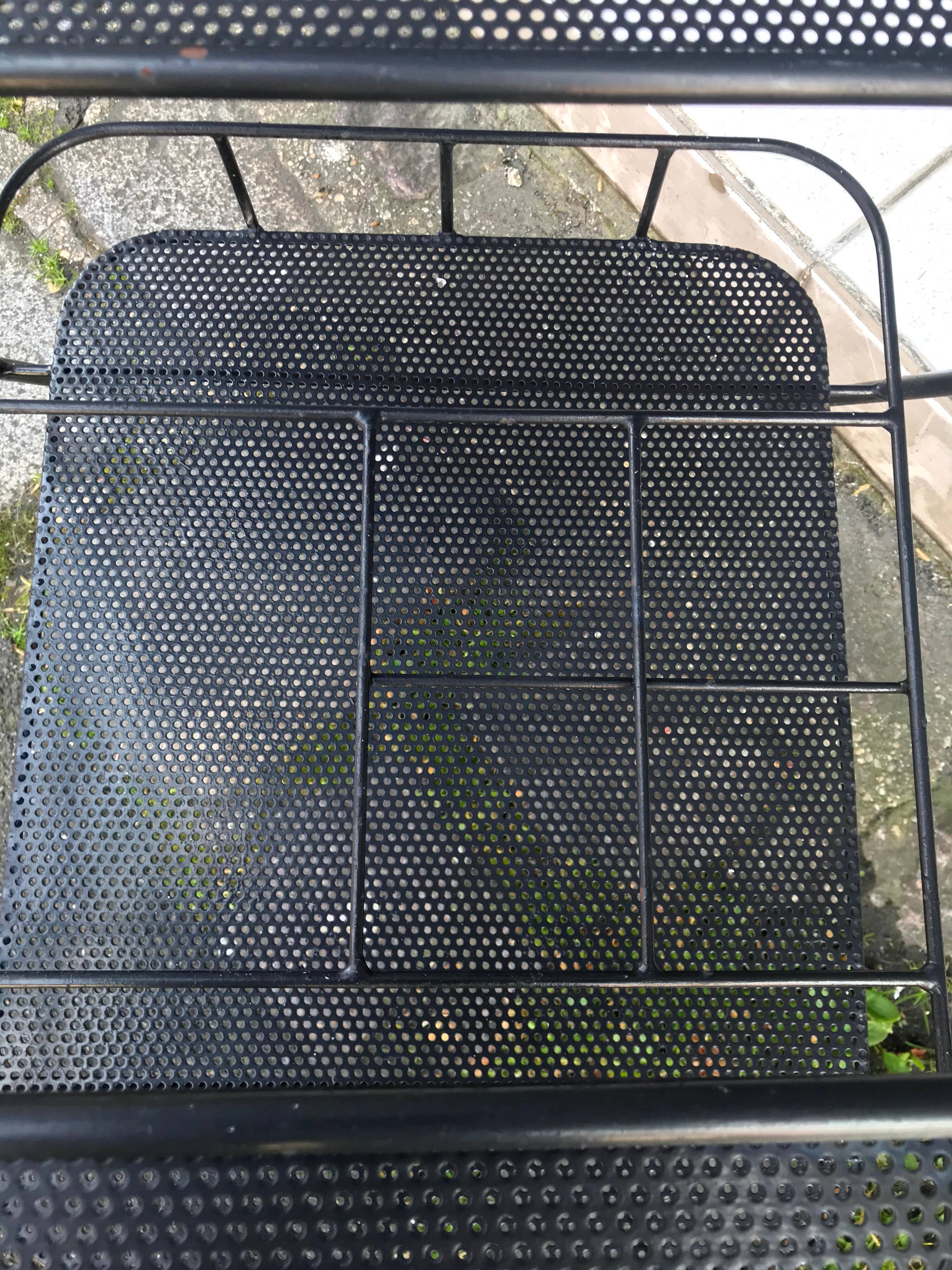 Matégot style bar trolley perforated black metal Design