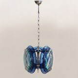 1970s gorgeous blue and green chandelier by veca. made in italy