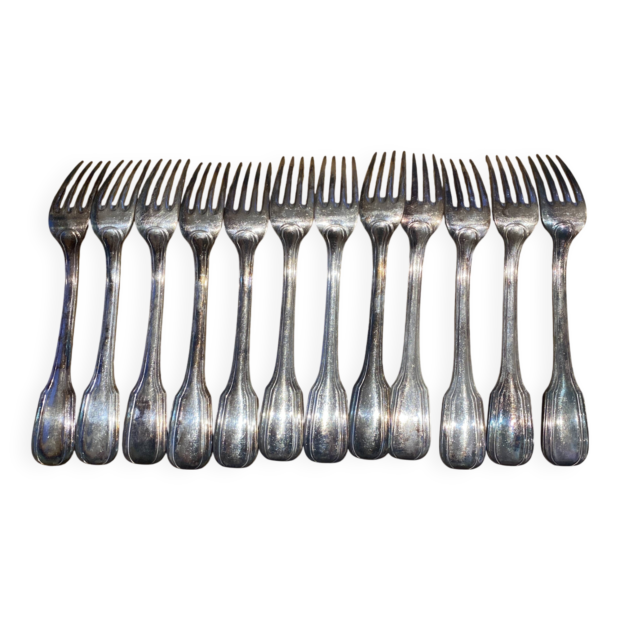 12 large silver metal forks