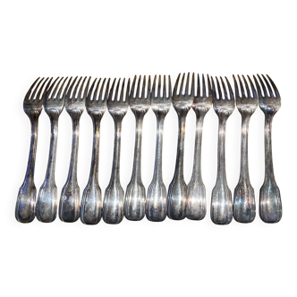 12 large silver metal forks