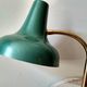 50's 50's green metal articulated desk lamp and golden flexible foot