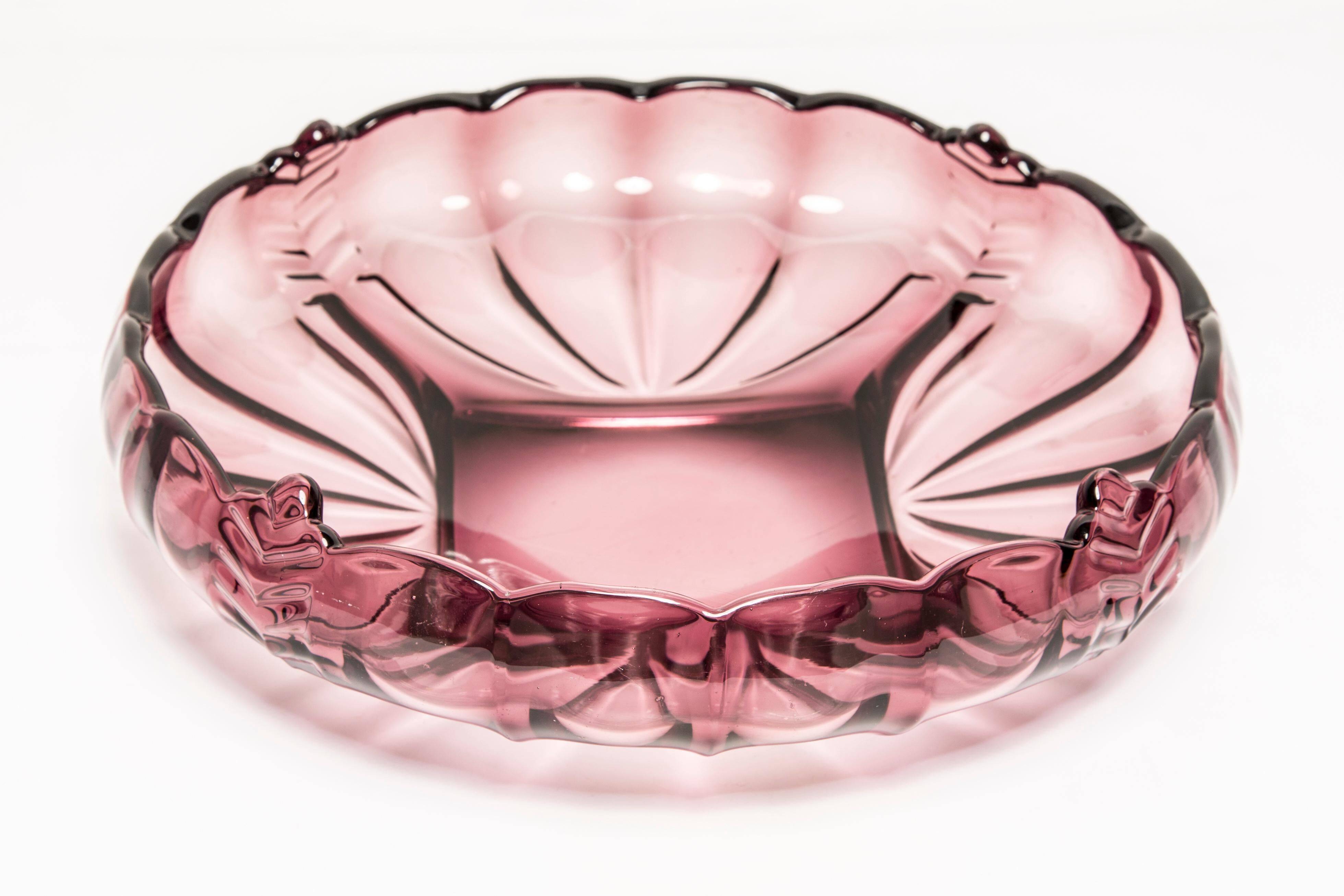 Vintage light purple glass decorative plate, Italy, 1960s.