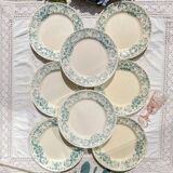 Set of 8 Antique Flat Plates "Figuig" Iron Earth – Longchamp 19th Century