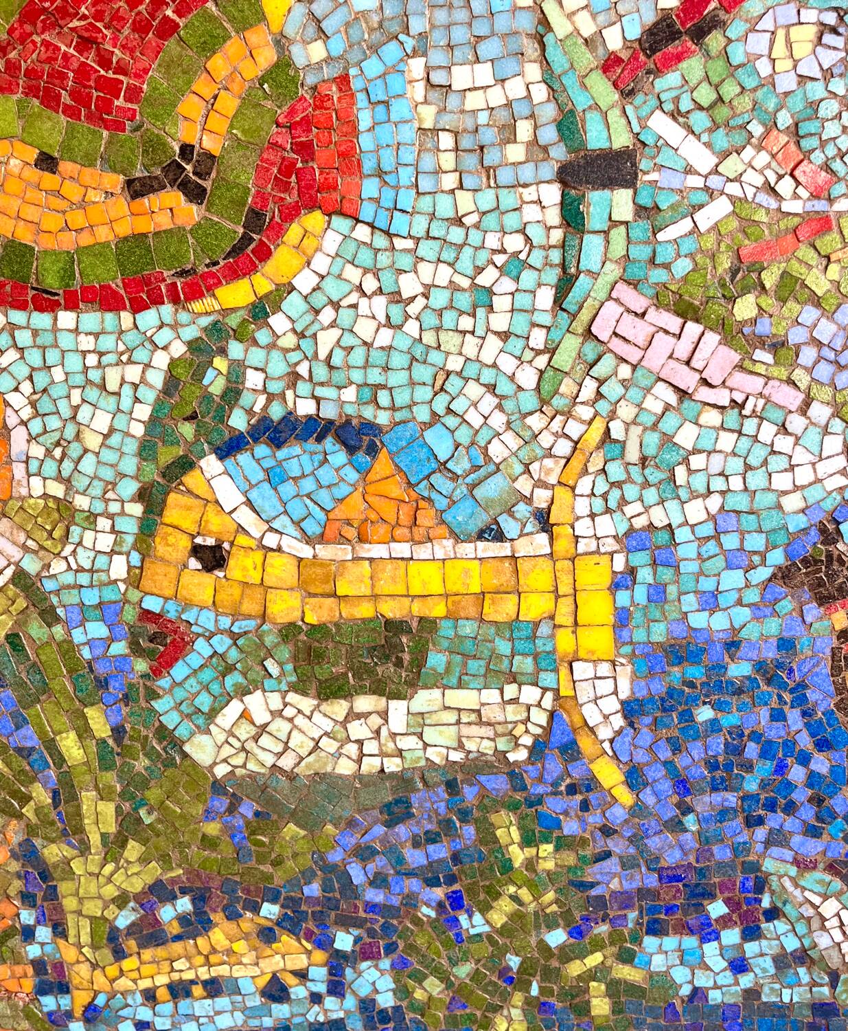 Large vintage mosaic wall fresco 1950