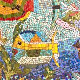 Grande fresque murale vintage mosaïque 1950