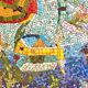Large vintage mosaic wall fresco 1950