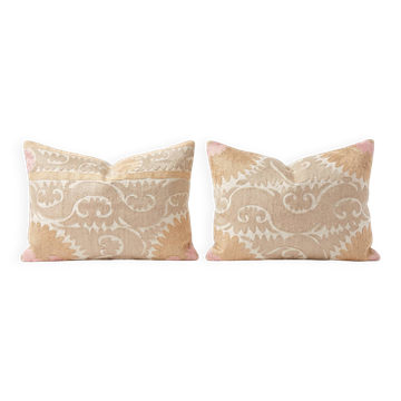 Lot de 2 housses de coussin brodées vintage 54x74 cm