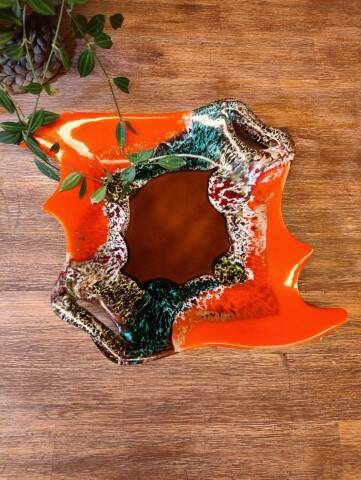 Vallauris Tray/Cup in Orange and Brown Gradient