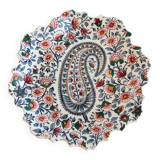 Gien earthenware plate – Floral paisley pattern – Scalloped edge