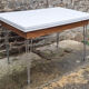 Set table chairs formica bicolor white and wood, feet eiffel, SIF, 70s, its 4 chairs