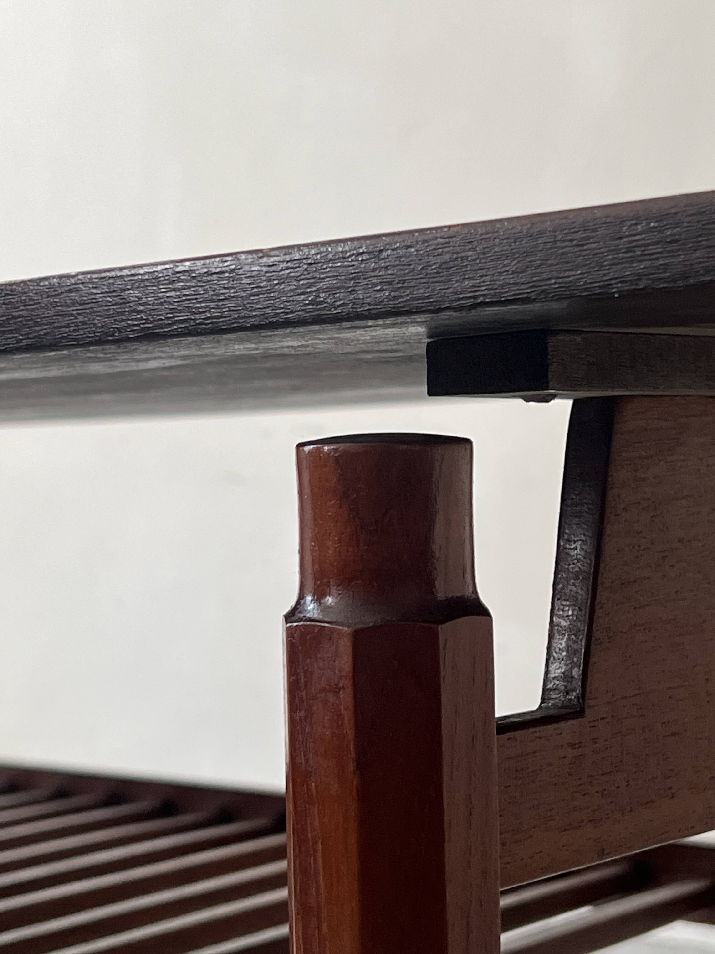 Danish teak coffee table with a double top, 1950s design.