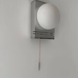 Vintage wall lamp, chrome and opaline, France 1970