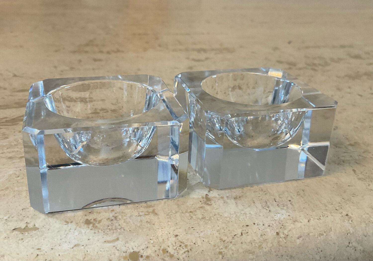 Pair of vintage crystal salerons