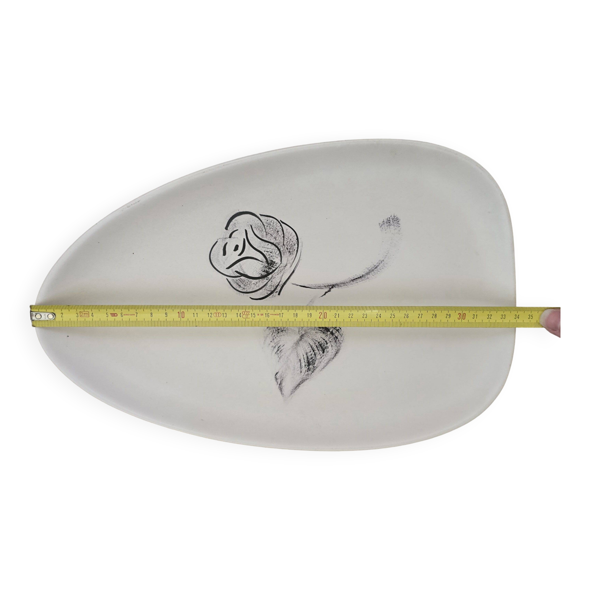 Vintage Niderviller dish, Black Rose model