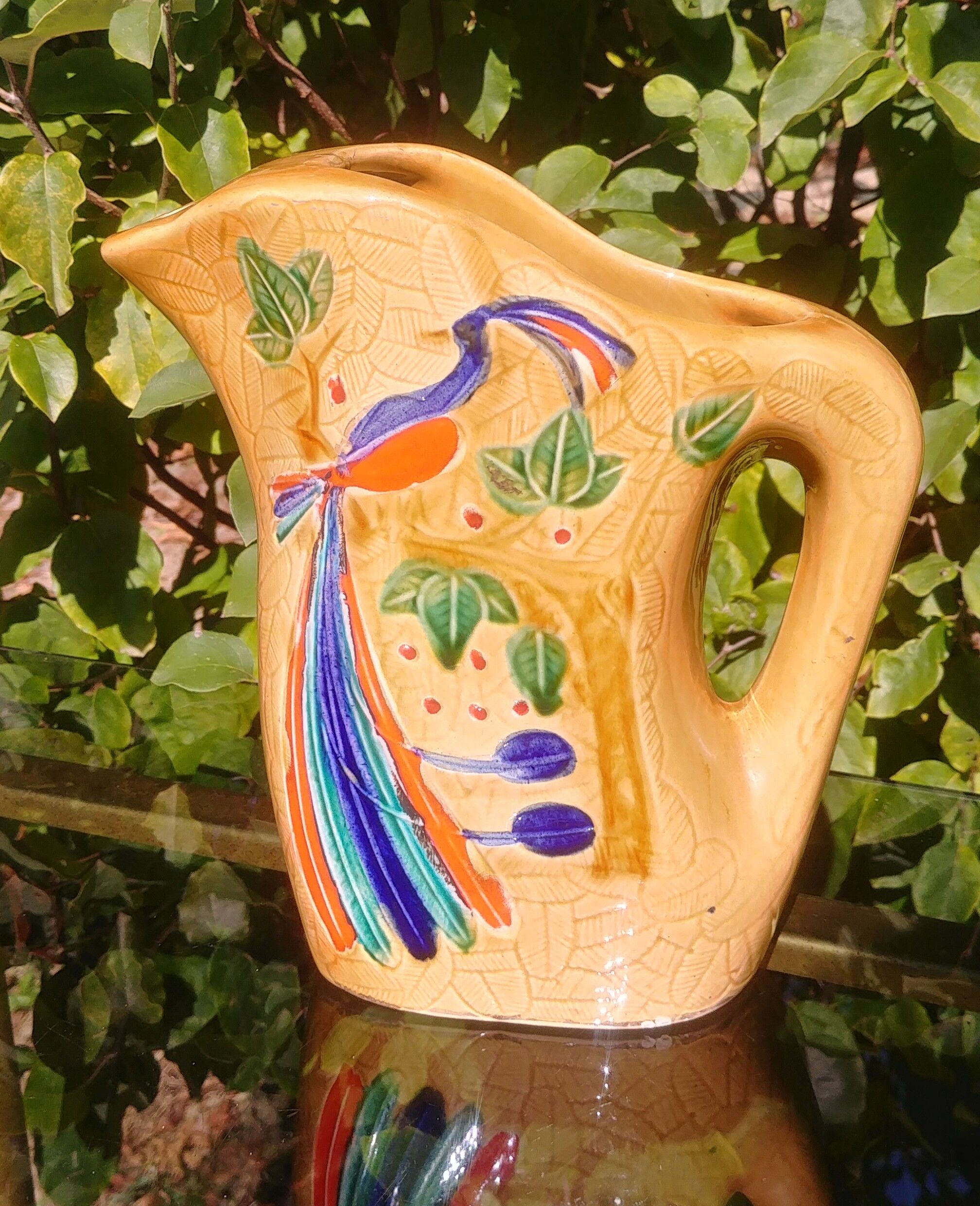 Pichet Poet Laval modèle Macao décor Paon années 50