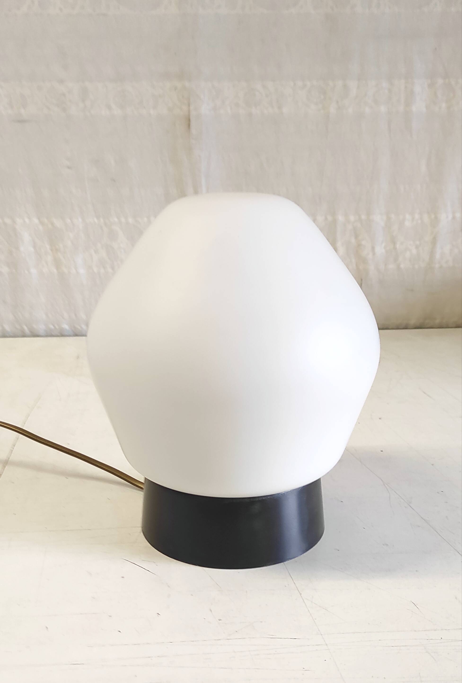 Ceiling light by PHILIPS in white glass and black ABS frame - 70's