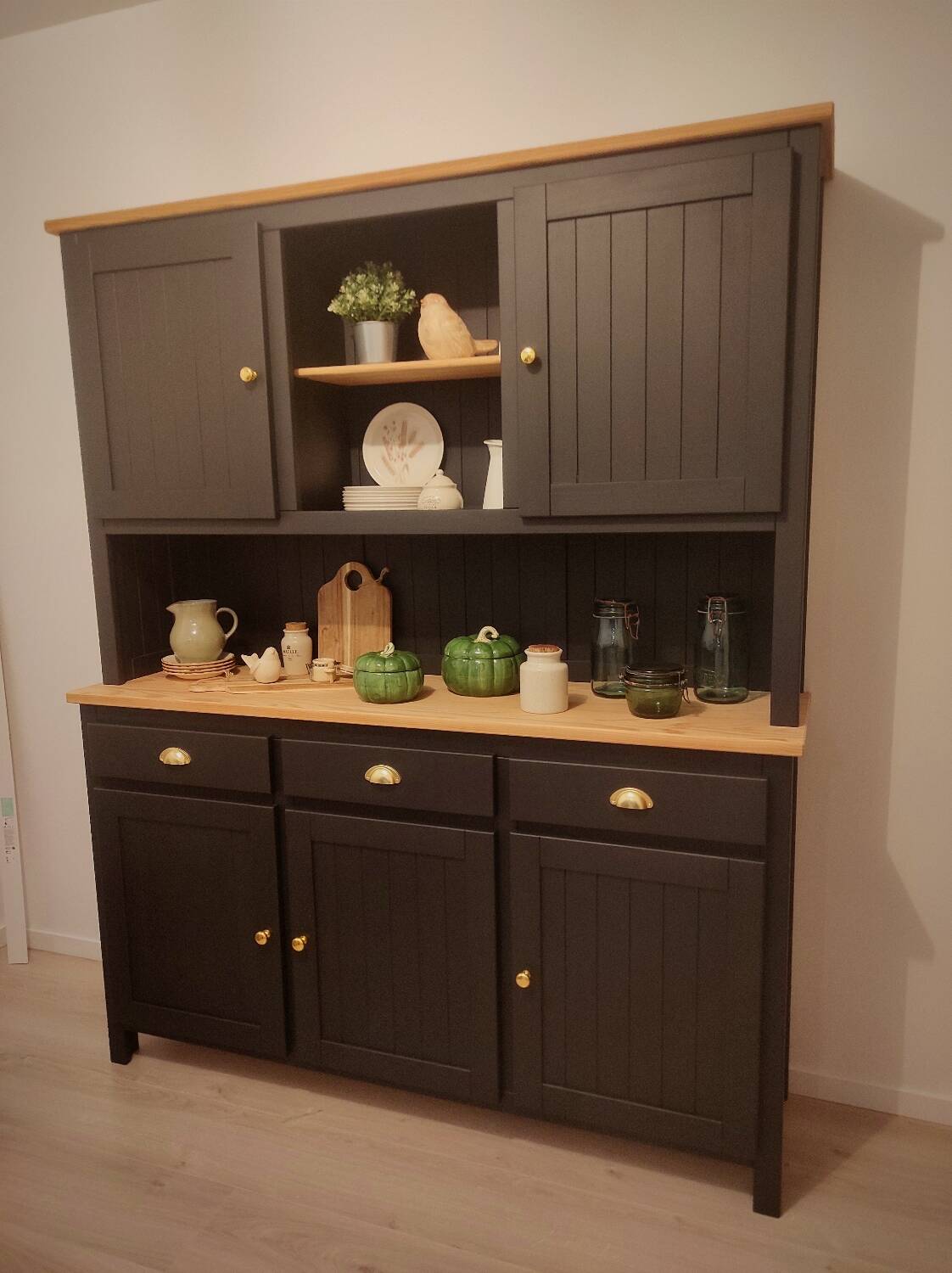 Black and wooden sideboard