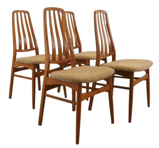 Set van 4 teak deense Vamdrup eetkamerstoelen 'Rudbol'