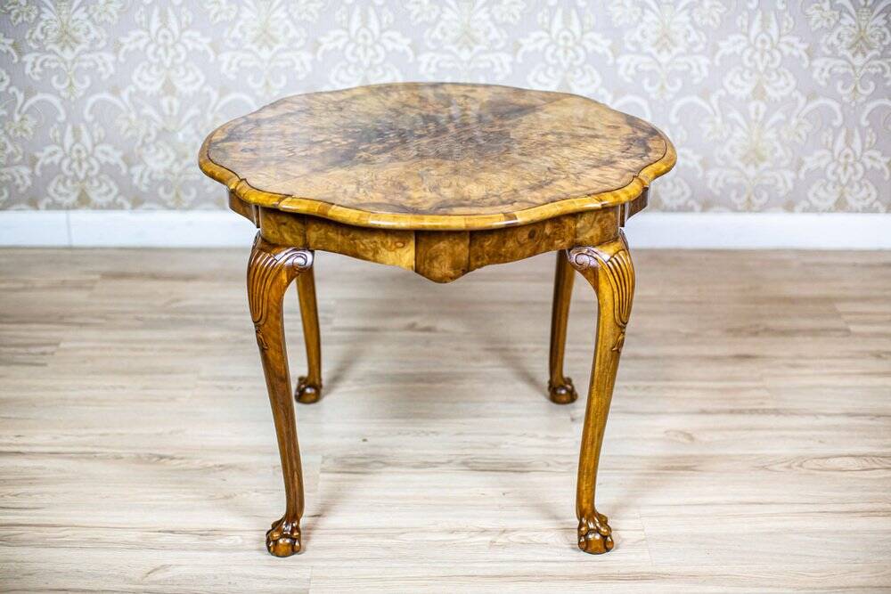 Vintage Round Walnut Coffee Table, 1930s
