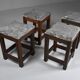 Tabourets vintage en pierre et bois x 4
