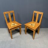 Set of 2 painted Swedish chairs