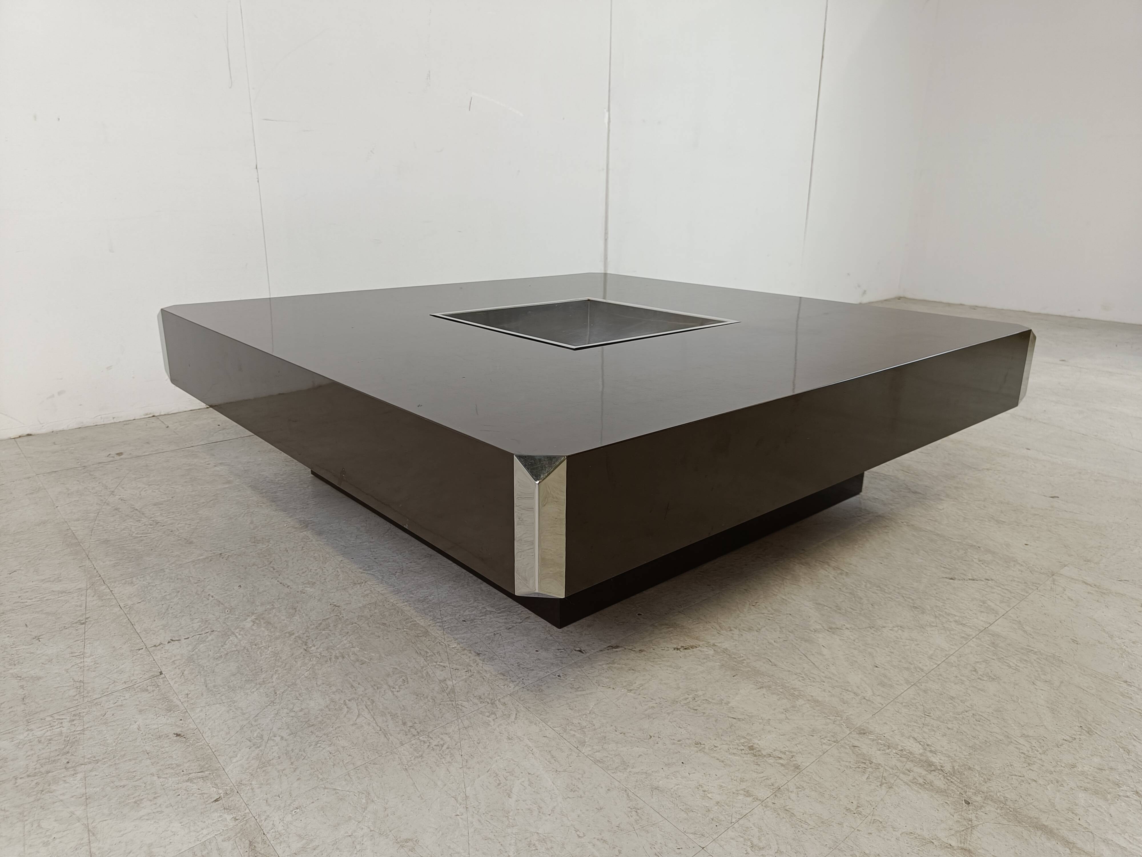 Square Alveo coffee table by Willy Rizzo, 1970s
