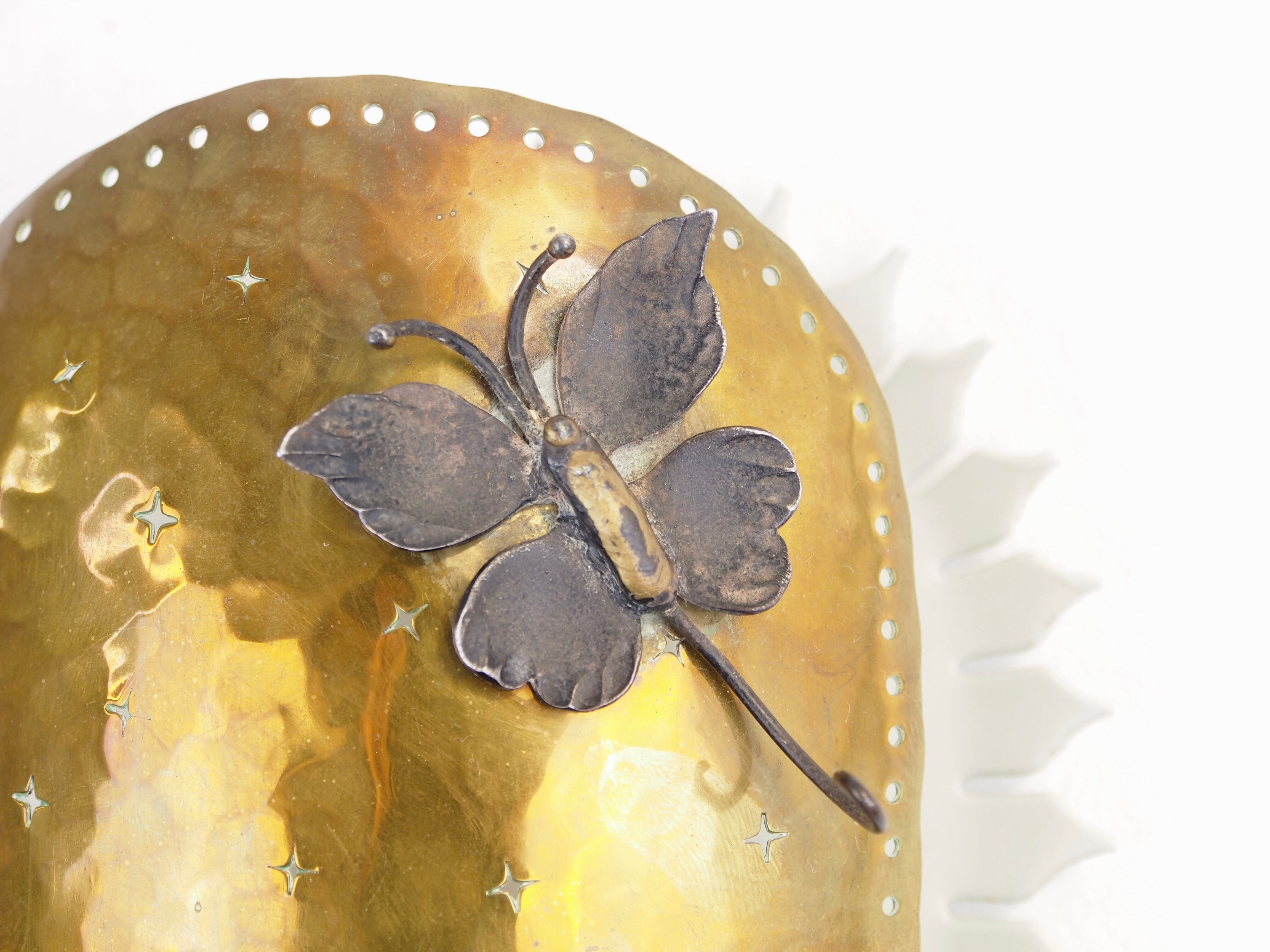Vintage mid century brass sconce with butterfly