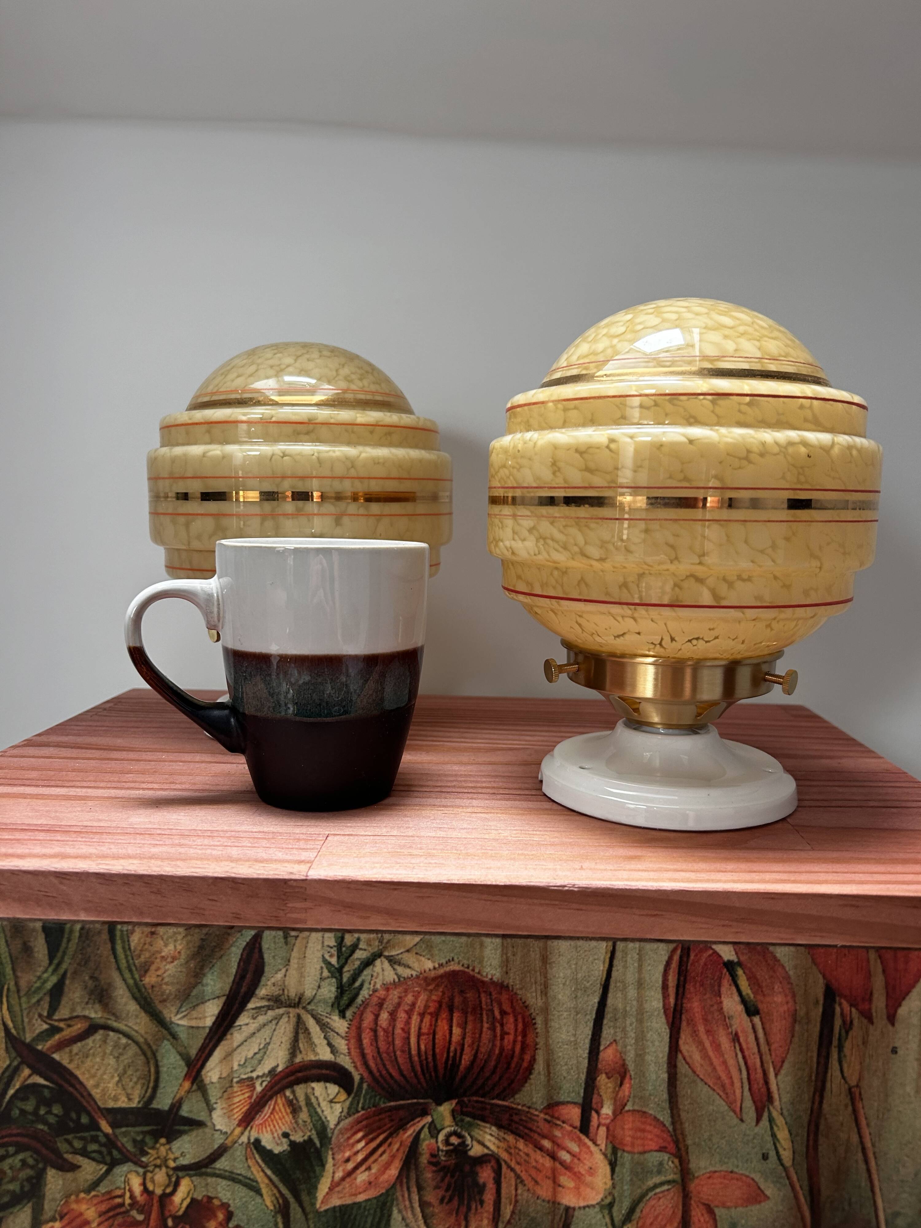 Pair of Art Deco globe wall lights