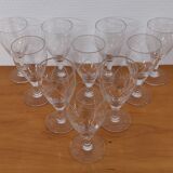 Old very fine stemmed glasses in chiseled crystal from the 50s