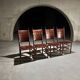 Set of 4 Pine and Leather Dining Chairs, 1970s