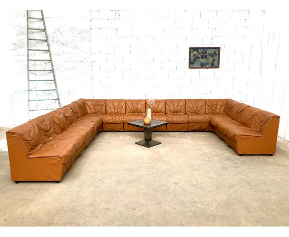 De Lyon 1980 Modular Leather Sofa Set, Modular Leather Furniture