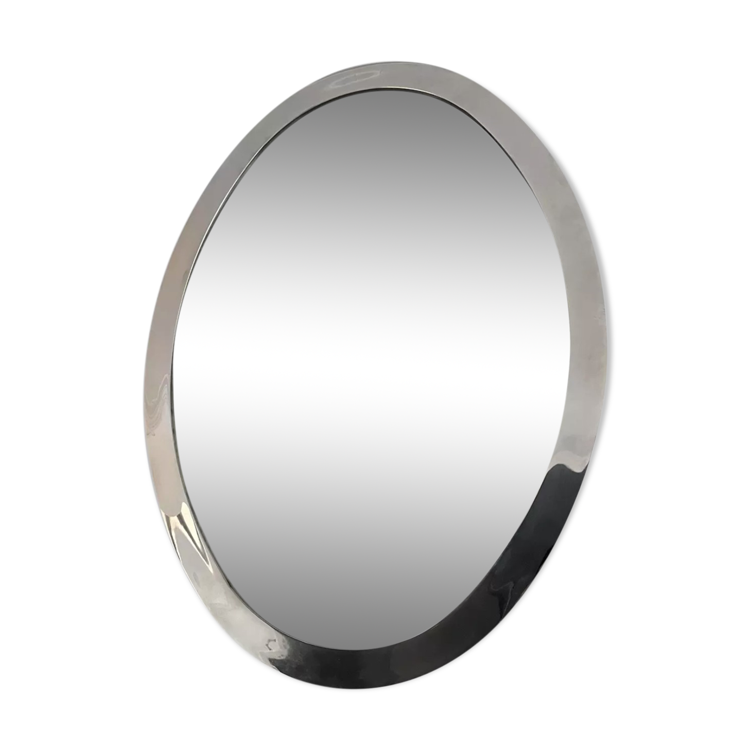Art Deco oval mirror in chrome brass, France 1930 vintage