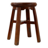 French Antique round stool in oak with nice patina, ca. 1850