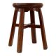 French Antique round stool in oak with nice patina, ca. 1850
