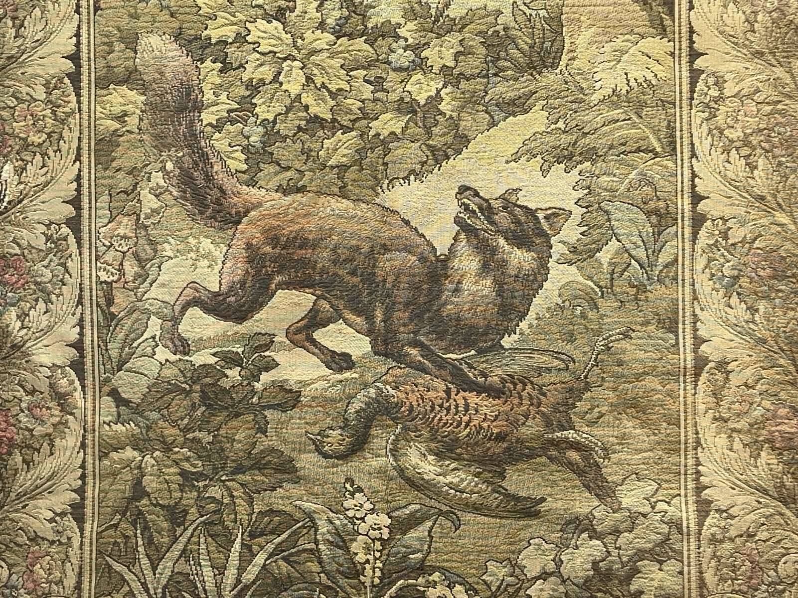 Pair of 20th century wall tapestries with animal decor