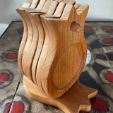 Vintage teak coaster set