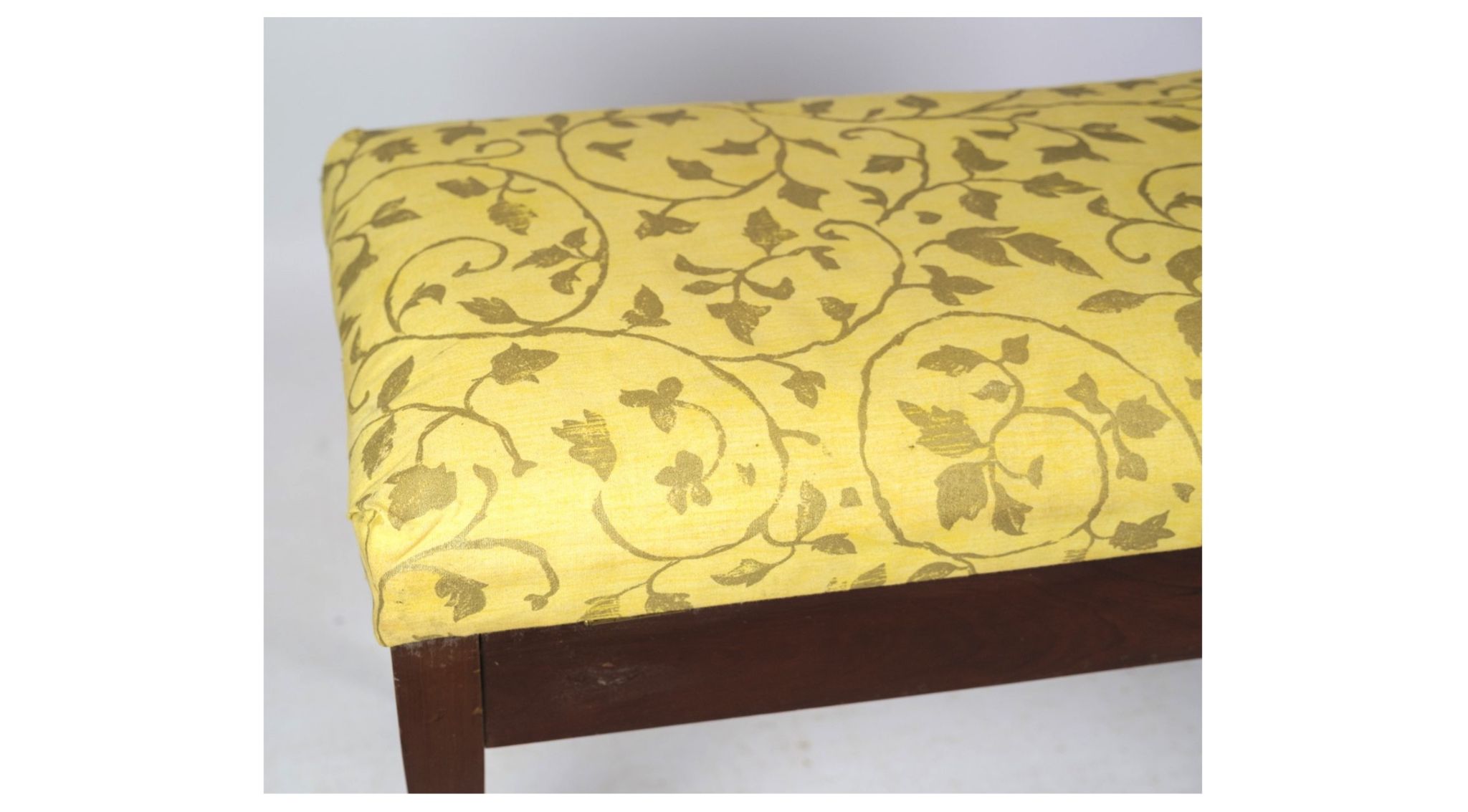 Piano bench / stool in mahogany with light floral fabric from around 1910