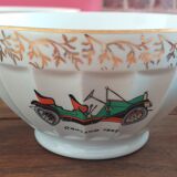 Ensemble de 6 bols en porcelaine fine de chez Longchamps, décor voitures anciennes