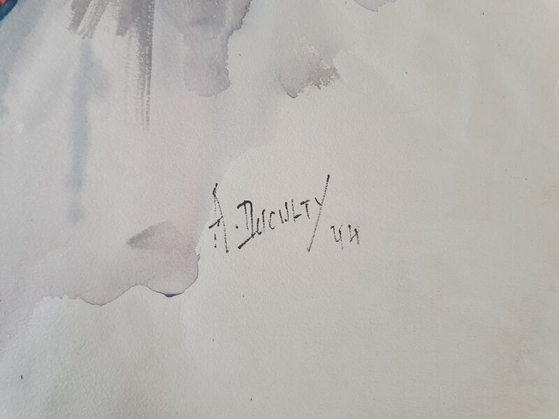 André Duculty (1912-1990) Watercolor on paper "Portrait of Man" Signed lower right and dated