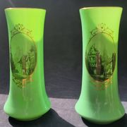 Pair of 19th century green opaline vases