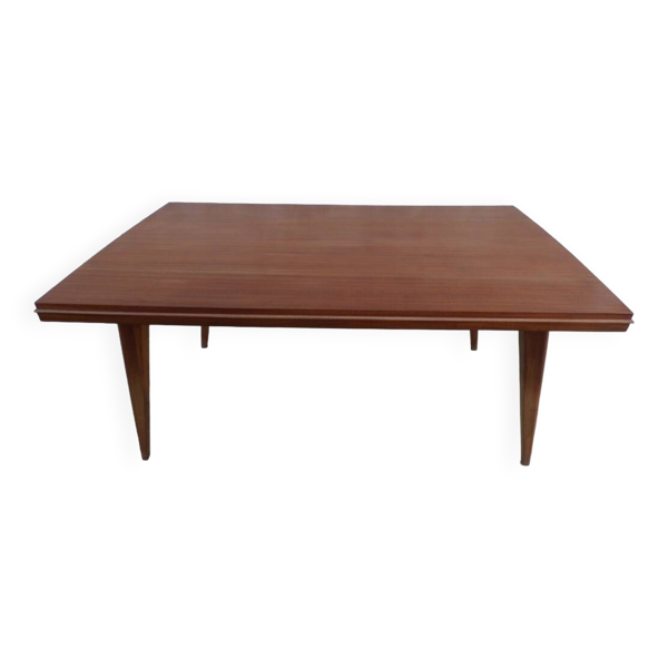 Table extensible pieds compas année 50 rallonges non fournis en bois de teck–Très bon état