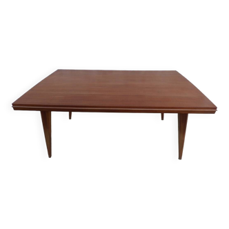 Table extensible pieds compas année 50 rallonges non fournis en bois de teck–Très bon état