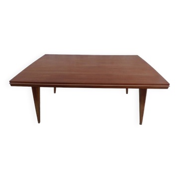 Table extensible pieds compas année 50 rallonges non fournis en bois de teck–Très bon état