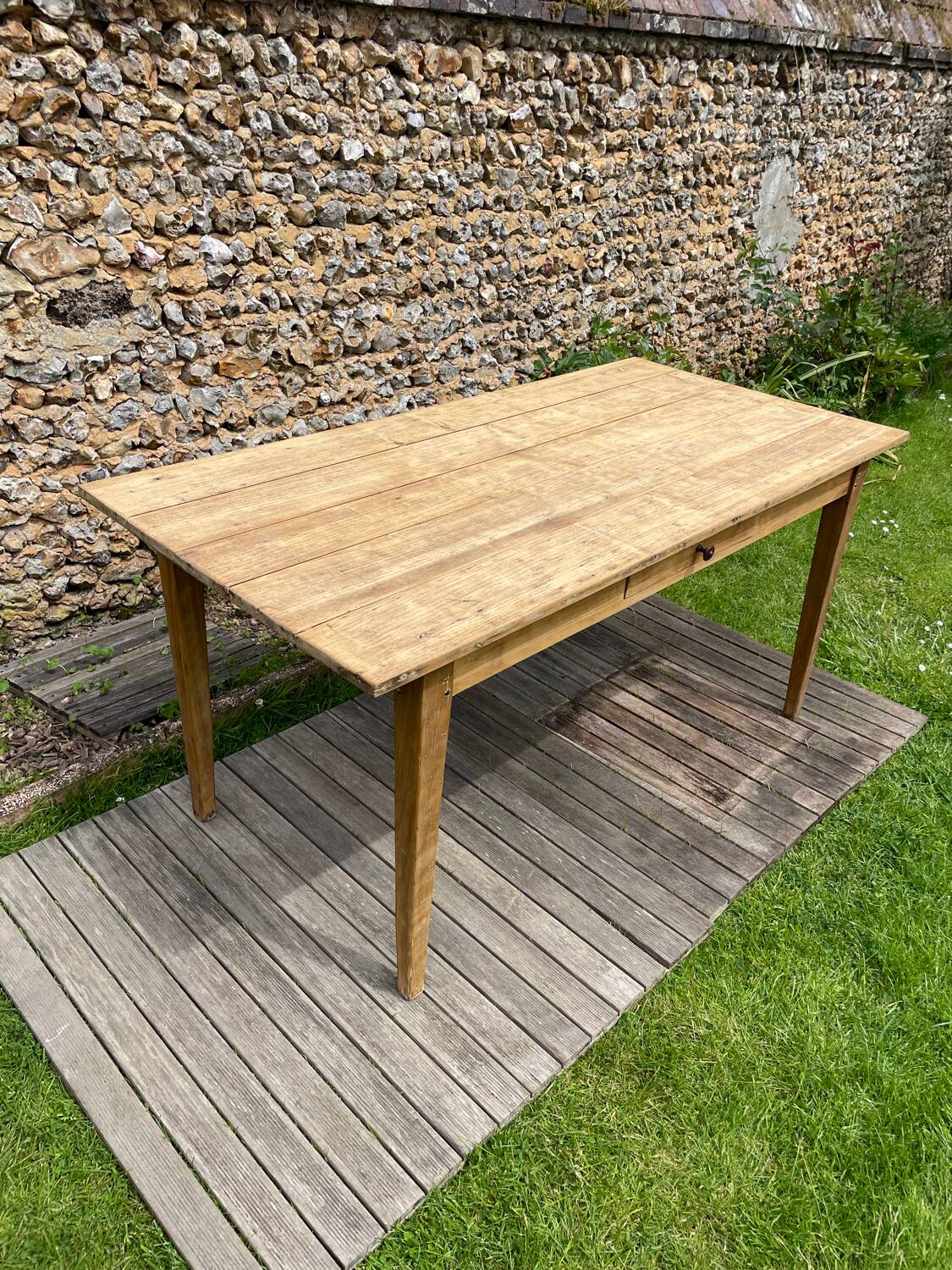 Old light wood farm table