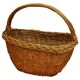 Panier vintage en osier marron des années 1950 avec anse torsadée et bordure tressée