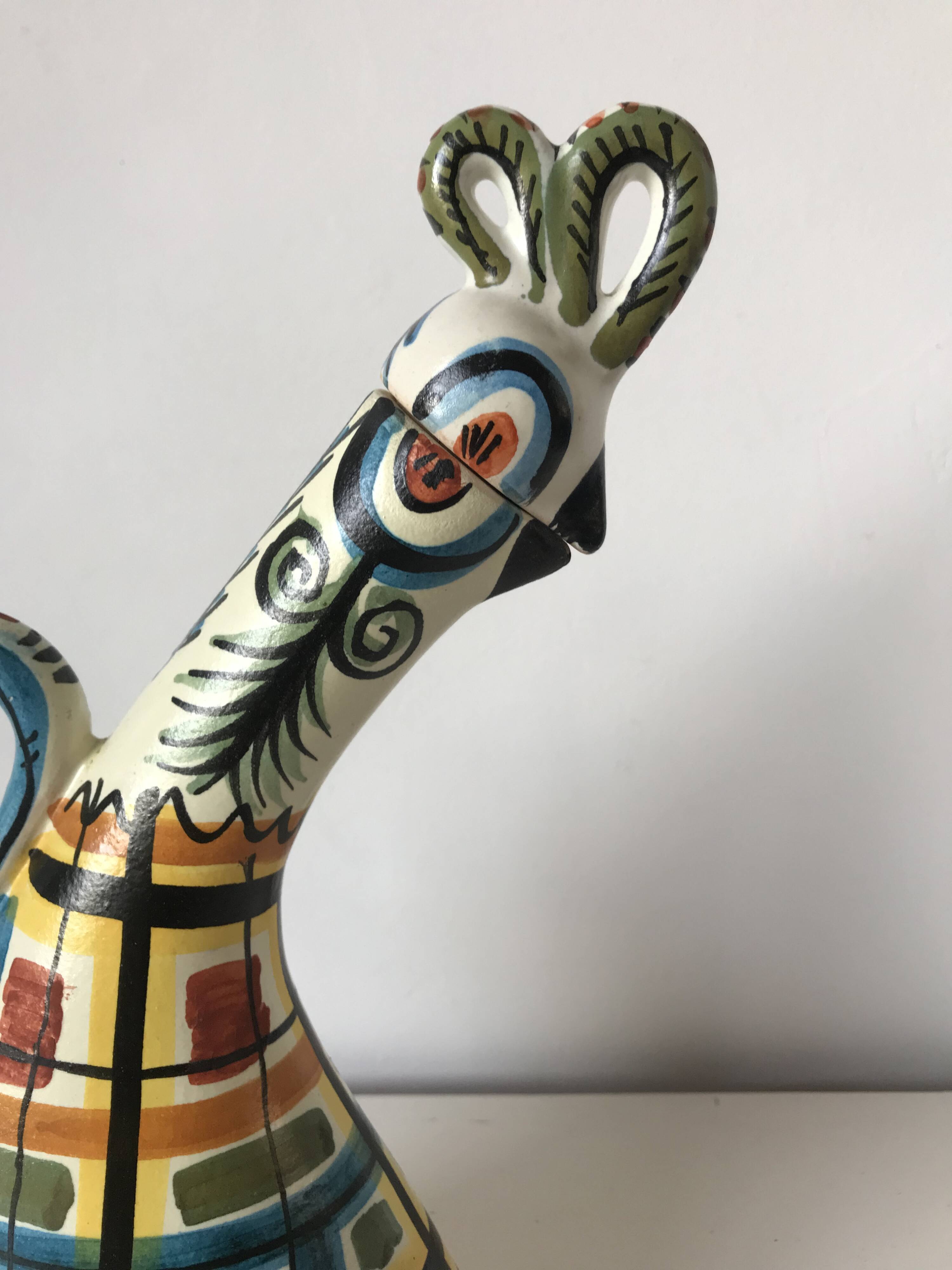 Zoomorphic ceramic bottle, Kéraluc, Georges Allier, 1950s